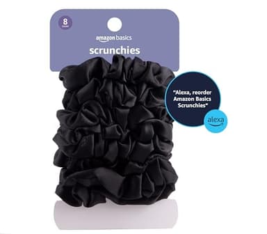 Amazon Basics Satin Scrunchies Black Hair Ties, Pack of 8 - Image 6