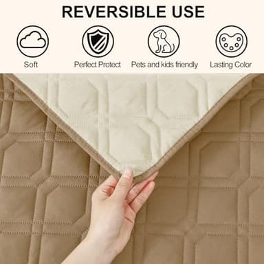 Smiry Waterproof Dog Blanket, 82x120 Inch Soft Pet Bed Cover Reversible, Washable Sofa Couch Furniture Protector for Small Medium Large Dog Puppy Cat, Camel/Beige - Image 3