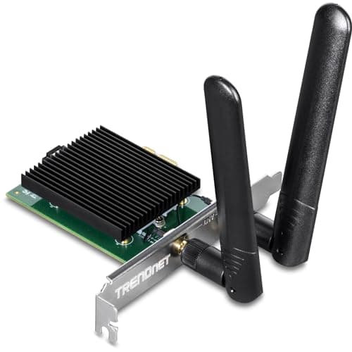 TRENDnet AX3000 Wireless Dual Band & WiFi 6 PCIe Adapter, Bluetooth 5.2 Class 2, 2401 Mbps Wireless AX, 600 Mbps Wireless N Bands, Windows 10, Supports Up to WPA3 WiFi Connectivity, Black, TEW-907ECH - Image 1