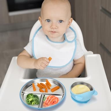 MISSLILI Stainless Steel Baby Plate and Bowls with Suction, Divided Kids Baby Plate and Toddler Bowl with Removable Silicone Suction, Non-Slip Baby Feeding Set Dishwasher Safe，4 Packs - Image 7
