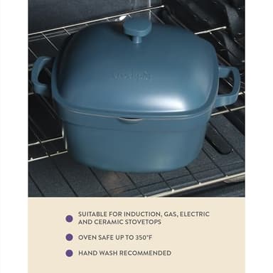 Crock-Pot Northvale Cast Aluminum Lightweight Durable 5.2 Quart Heavy Duty Dutch Oven Pot With Lid, Oven Safe, Dual Handles - Matte Blue - Image 4