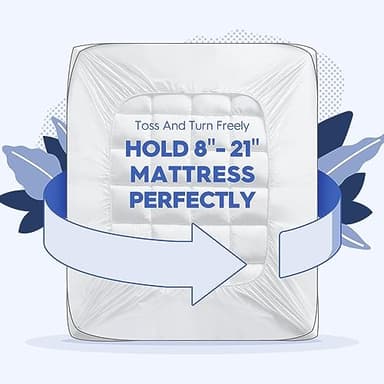 USKRIGE Cal King Mattress Topper, Extra Thick Cooling Mattress Pillowtop for Back Pain, Plush Mattress Pad Protector with 8-21 Inch Elastic Deep Pocket 6d Down Alternative Filling - Image 4