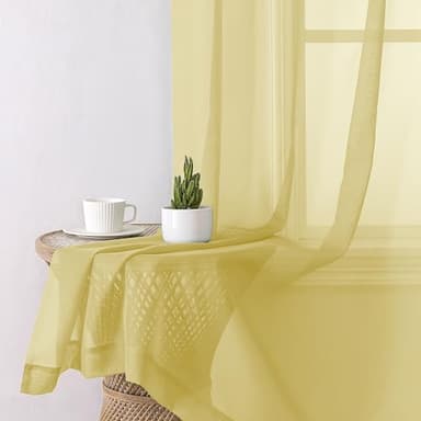 Aiyufeng Yellow Sheer Curtains 2 Panel Sets 90 Inches Long - Transparent Light Weight Soft Yellow Window Treatment Panels for Study Room/Living Room/Guest Room, Per Panel W42 X L90 inches - Image 6