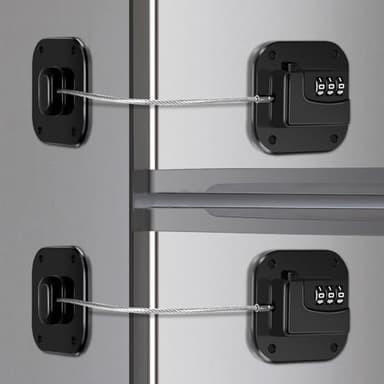 Refrigerator Lock, Combination Lock for Refrigerator Cabinets, Drawers, Heavy Duty Fridge Lock, Easy Install No Keys Needed (Black-2Pack - Image 3