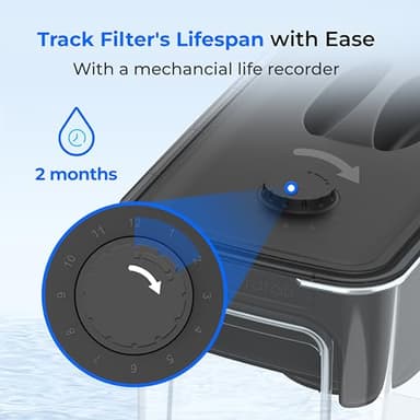 Waterdrop 35-Cup Slim Water Filter Dispenser, Large Capacity, 200-Gallon Long-Life, Faster Filtration, Reduces Chlorine, PFOA/PFOS and More, BPA Free, Black (with 1 Filter) - Image 7