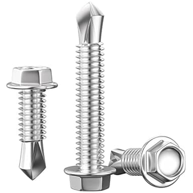 Wensilon (300Pcs) #8×3/4" Hex Washer Head Self Drilling Screws, 410 Stainless Steel Metal SheetScrews，TEK Screws, Sheet Metal Self Tapping Screws - Image 3