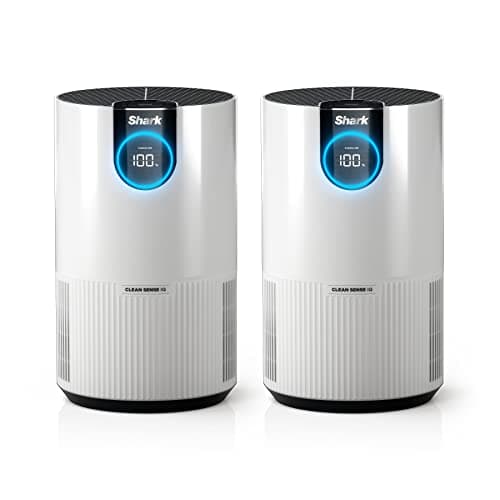 Shark Air Purifiers For Home Pets, 2 Pack, Allergies, Pet Hair, HEPA Air Filter, 500 Sq Ft, Small Room, Bedroom, Odor Eliminator Clean Sense, Captures 99.98% of Particles, Pet Dander, Fur, HP102PK2 (Renewed) - Image 1