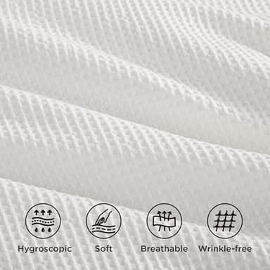 Bedsure Cotton Duvet Cover King - 100% Cotton Waffle Weave Coconut White Duvet Cover King Size, GentleSoft™ and Breathable Bedding Set for All Season, 3 Pieces, 104"x90" - Image 4