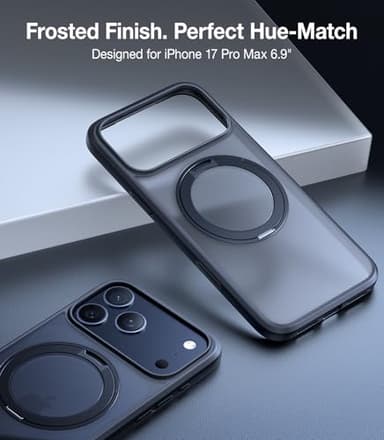 TORRAS Upgraded 360 Magnetic Stand for iPhone 17 Pro Max Case with Camera Control Button, Fit for MagSafe with Ring, Mil-Grade Protection, Translucent Slim for iPhone 17 ProMax Case Ostand, Black - Image 8