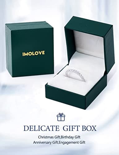 IMOLOVE Moissanite Wedding Band Wedding Rings for Women 925 Sterling Silver Rings with 18K White Gold Plated Eternity Stackable Engagement Ring Anniversary Band Size 6 - Image 7