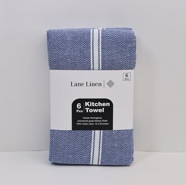 Lane Linen Kitchen Towel Set, 6 Pack 100% Cotton Hand Towels For Kitchen, Dish Towels For Drying Dishes, Lint Free, 14"x25", Good For Cleaning Windows, Ceramic Surface, Glass Stovetops - Blue Chambray - Image 8