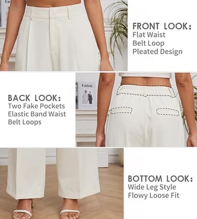 FUNYYZO Women Suit Pants Wide Leg Pants High Elastic Waisted in The Back Business Work Trousers Long Straight Black - Image 4