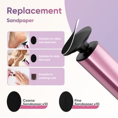 Haroopet Electric Foot Callus Remover, 2in1 Rechargeable Foot File Callus Remover for Feet, 9 Speeds Foot Scrubber Dead Skin Pedicure Tools for Feet Heel Scraper for Cracked Heels with Sandpaper Discs - Image 5