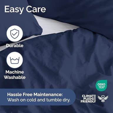 Duvet Cover Twin/Twin XL Size Set - Extra Soft Twin/Twin XL Size Duvet Cover 68 x 90 with 1 Pillow Shams - Hotel Luxury and Fade Free with Zipper Closures & Ties - Breathable Bedding Set (Navy Blue) - Image 6