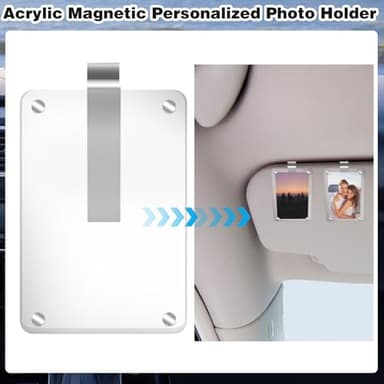 2Pcs Car Picture Holder, Acrylic Magnetic Personalized Photo Holder Car Accessories Car Photo Holder Car Visor Clip, Personalized Car Picture Frame, Suitable for Adding Family or Personal Photos - Image 3