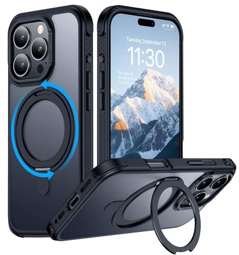 Temdan Magnetic for iPhone 16 Pro Case,[with 360°Rotatable Invisible Magnetic O-Ring Stand][Military Grade Shockproof][Compatible with MagSafe] Slim Translucent Matte Phone Case for iPhone 16 Pro 6.3" - Image 1