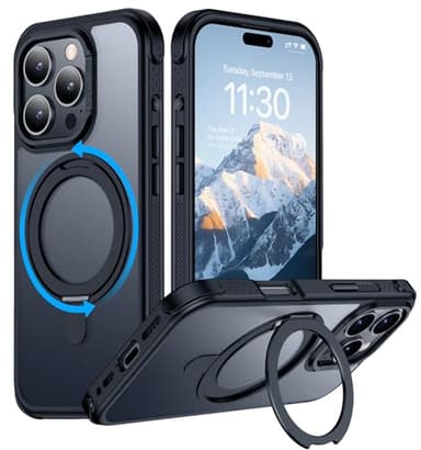 Temdan Magnetic for iPhone 16 Pro Case,[with 360°Rotatable Invisible Magnetic O-Ring Stand][Military Grade Shockproof][Compatible with MagSafe] Slim Translucent Matte Phone Case for iPhone 16 Pro 6.3" - Image 1