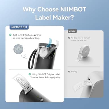 NIIMBOT Label Maker Machine D11 Label Printer Portable Wireless Connection Multiple Templates Available for Phone Easy to Use Office Home Organization USB Rechargeable - Image 7