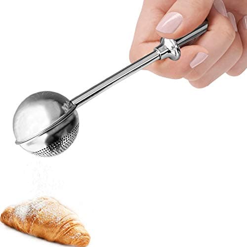JETKONG Powdered Sugar Shaker Duster Flour Dispenser Shaker with 18/8 Stainless Steel Spring-operated Handle for Sugar Flour and Spices - Image 1