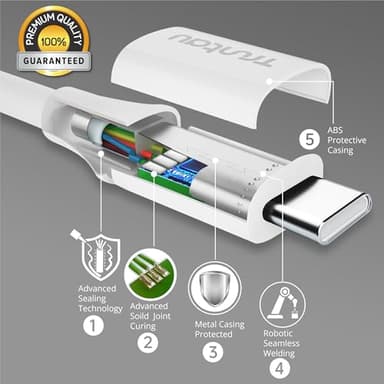 Truntau 6FT USB C to USB C Charger Cord for iPhone 17/16/15,16 Pro Max,16 Plus,16E,17Air,3A Fast Charging Cable for MacBook Air,iPad Air,iPad Pro, Car Carplay Charger Cord,AirPods Cable,White. - Image 2