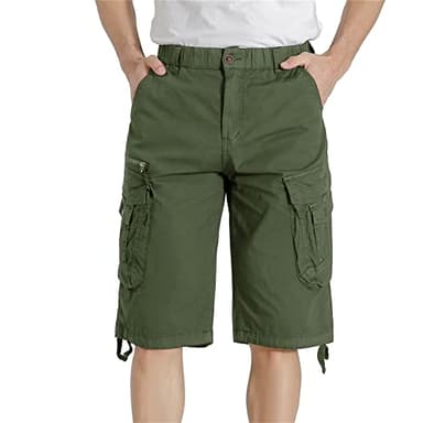 DGWZ Mens Cargo Shorts Elastic Waist Multi Pocket Hiking Outdoor Camo Stretch Cotton - Image 2