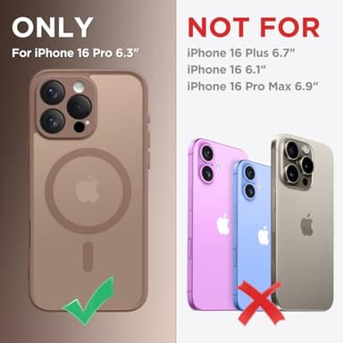 CAPRARO Magnetic Compatible with iPhone 16 Pro Case, Upgraded [Full Camera Protection] [Compatible with MagSafe] Protective Translucent Matte Women Girl Phone Case Cover, Brown - Image 2