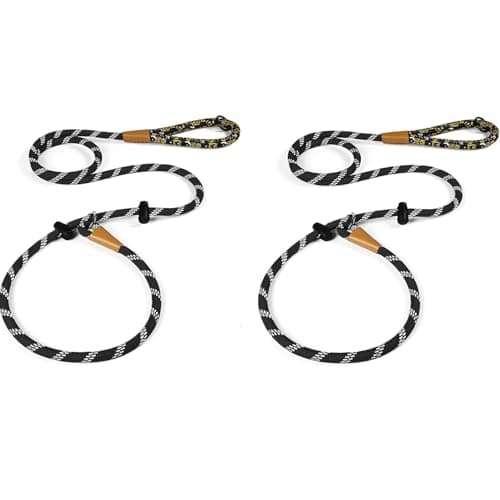 lynxking Slip Lead Dog Leash Reflective, Heavy Duty Comfortable Strong Rope for Large Medium Small Dogs No Pull Pet Training (Black, 2PCS Large 1/2in x 6ft) - Image 1