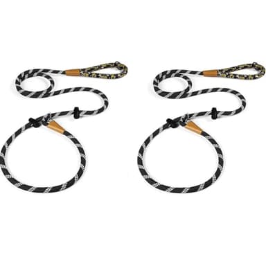 lynxking Slip Lead Dog Leash Reflective, Heavy Duty Comfortable Strong Rope for Large Medium Small Dogs No Pull Pet Training (Black, 2PCS Large 1/2in x 6ft) - Image 1