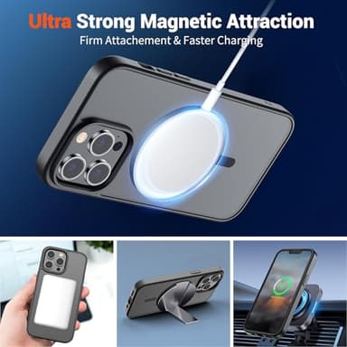 SUPFINE Magnetic for iPhone 13 Pro Max Case (Compatible with MagSafe) (Military Grade Drop Protection) Translucent Matte Shockproof Phone Cover,Black - Image 5