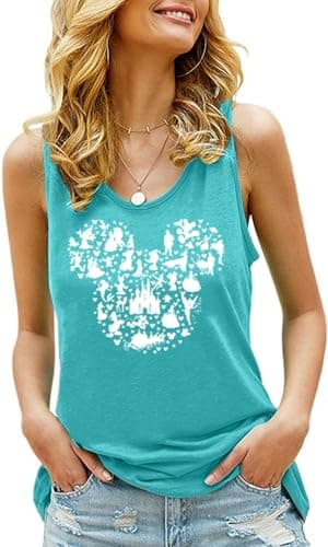 Magical Tanks Tops for Women Magic Kingdom Castle Shirt Castle Fairy Graphic Tee Girls Trip Summer Vacation Sleeveless Tops-XL (Mint Green) - Image 2