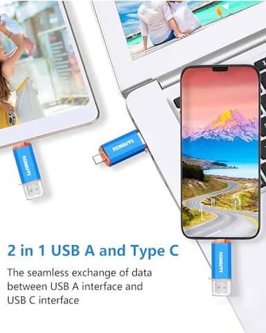 SANKESU USB C Flash Drive 256GB Thumb Drive for Android Phone USB 3.1 Type-A & Type-C Dual OTG Photo Storage Memory Stick Compatible with PC Laptop Macs Smartphone Tablet - Image 2