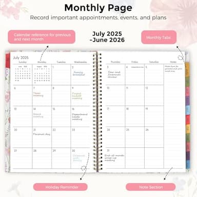 SKYDUE Appointment Book 2025-2026, Academic Hourly Planner from July 2025 - June 2026, 8.5" X 11" Weekly & Monthly Schedule Planner with 15-Minute Interval- Perfect for Daily Planning - Image 2