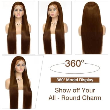 Cypha 28 Inch Chocolate Brown Lace Front Wigs Human Hair Pre Plucked 13x6 Straight Lace Front Wigs Human Hair 180% Density Colored #4 Light Brown Glueless Wig HD Lace Frontal Wigs for Women - Image 5