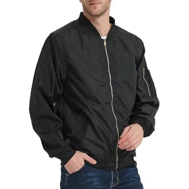MADHERO Mens Bomber Jacket Lightweight Slim Fit Softshell Windbreaker Black XL - Image 4