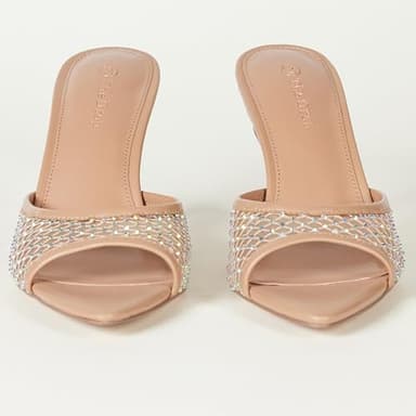 The Drop Women's Mandy Pointed-Toe Heeled Sandal, Natural Bling Mesh, 7.5 - Image 6