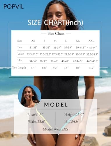 popvil Women's Tummy Control Swimsuits One Piece Neon Color Block Swimwear Deep V Neck Slimming Bathing Suit - Image 6