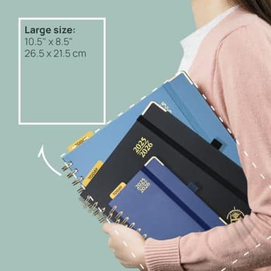 POPRUN Academic Planner 2025-2026 (July 2025-June 2026), Daily Weekly and Monthly Appointment Book (Wirebound Hard Cover - 10'' x 8'') with Hourly Time Slots, Tabs, 100 GSM - Light Pink - Image 2