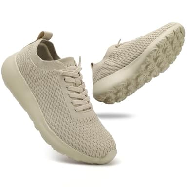 Women's Ultra Soft Walking Shoes Comfortable Breathable Cushioned Sneakers for Running Gym Tennis and Travel Beige - Image 2