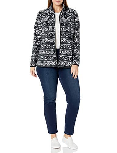 Amazon Essentials Women's Classic-Fit Full-Zip Polar Soft Fleece Jacket (Available in Plus Size), Black White Geo Print, 1X - Image 5