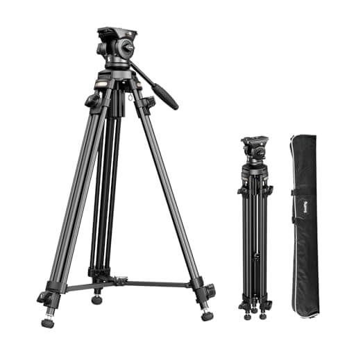 SmallRig AD-50 Lite Video Tripod, Heavy Duty Tripod with 360°Fluid Head, 62" Aluminum Alloy Travel Tripods with QR Plate, Lift Rope, Load up to 11lb for DSLR, Camcorder, Camera - Image 1