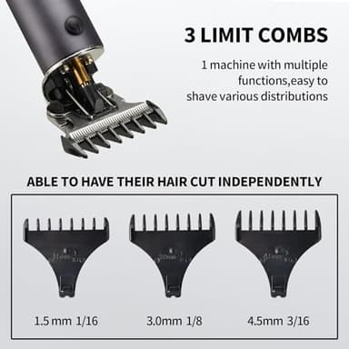 HILYC Hair Clippers for Men, Beard Trimmer Zero Gapped Cordless Hair Trimmer Mens Hair Clippers Shaver Edgers Clippers Grooming Kit with Guide Combs Gifts for Men - Image 6