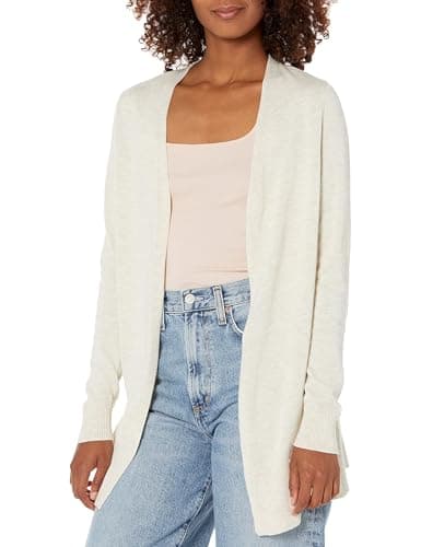 Amazon Essentials Women's Lightweight Open-Front Cardigan Sweater (Available in Plus Size), Oatmeal Heather, Large - Image 1
