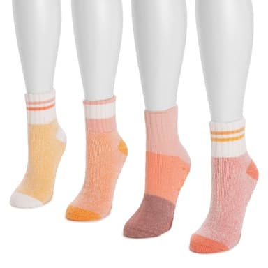MUK LUKS Women's Set of 4 Spring Lounge Sock, Pink, OS - Image 2