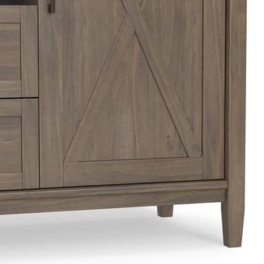 SIMPLIHOME Ela Solid Wood and Pine 54 inch x 18 inch Rectangle Transitional Sideboard with Wine Storage in Smoky Brown for The Dining Room and Kitchen - Image 12