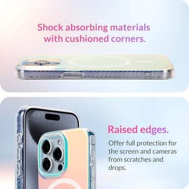 LONLI Hue - Magnetic Case for iPhone 15 Pro - [Compatible with Magsafe] - [360° Shock-Absorbent Bumper] - [Cute and Unique Phone Cover for Girls and Women] - Fluorescent Holographic Iridescent - Image 6