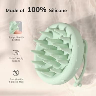Sndyi Silicone Scalp Massager Shampoo Brush, Hair Scrubber with Soft Silicone Bristles, Scalp Scrubber/Exfoliator for Dandruff Removal, Wet Dry Scalp Brush for Hair Growth & Scalp Care, Mint Green - Image 2