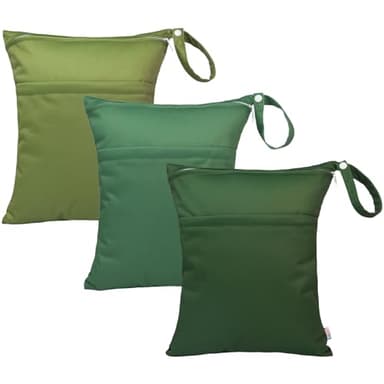 ALVABABY 3pcs Baby Cloth Diaper Wet/Dry Bags|Waterproof Reusable with Two Pockets|Travel, Beach, Pool, Daycare, Soiled Baby Items,Yoga,Gym Bag for Swimsuits or Wet Clothes 3L-ZM09 - Image 1