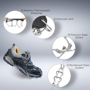 Ice Cleats Traction Snow Grips - 19 Stainless Steel Spikes Crampons for Hiking, Fishing, Walking, Climbing (X-Large) - Image 3