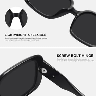 Fozono Oversized Square Polarized Sunglasses for Women Retro Luxury Shades Trendy Vintage Thick Frame Sun Glasses FZN811 Black Grey - Image 4