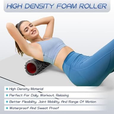 Foam Roller High Density Foam Roller Set for Deep Tissue Muscle Massage, 18" Trigger Point Fitness Exercise Massage Roller, Self-Myofascial Release for Whole Body (Black-18(2 in 1 - Image 6